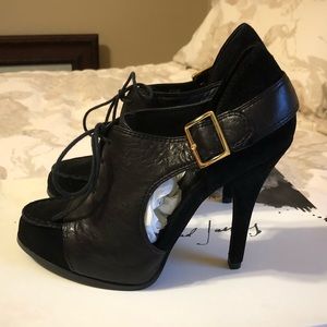 Elizabeth and James black high heel lace up shoes